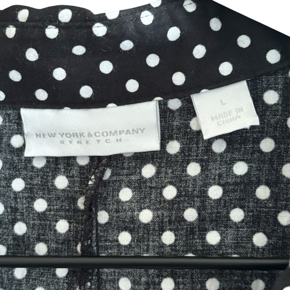 New York & Company Button Up Shirt Polka Dot Roll Tab Office Casual Size Large - Picture 4 of 16